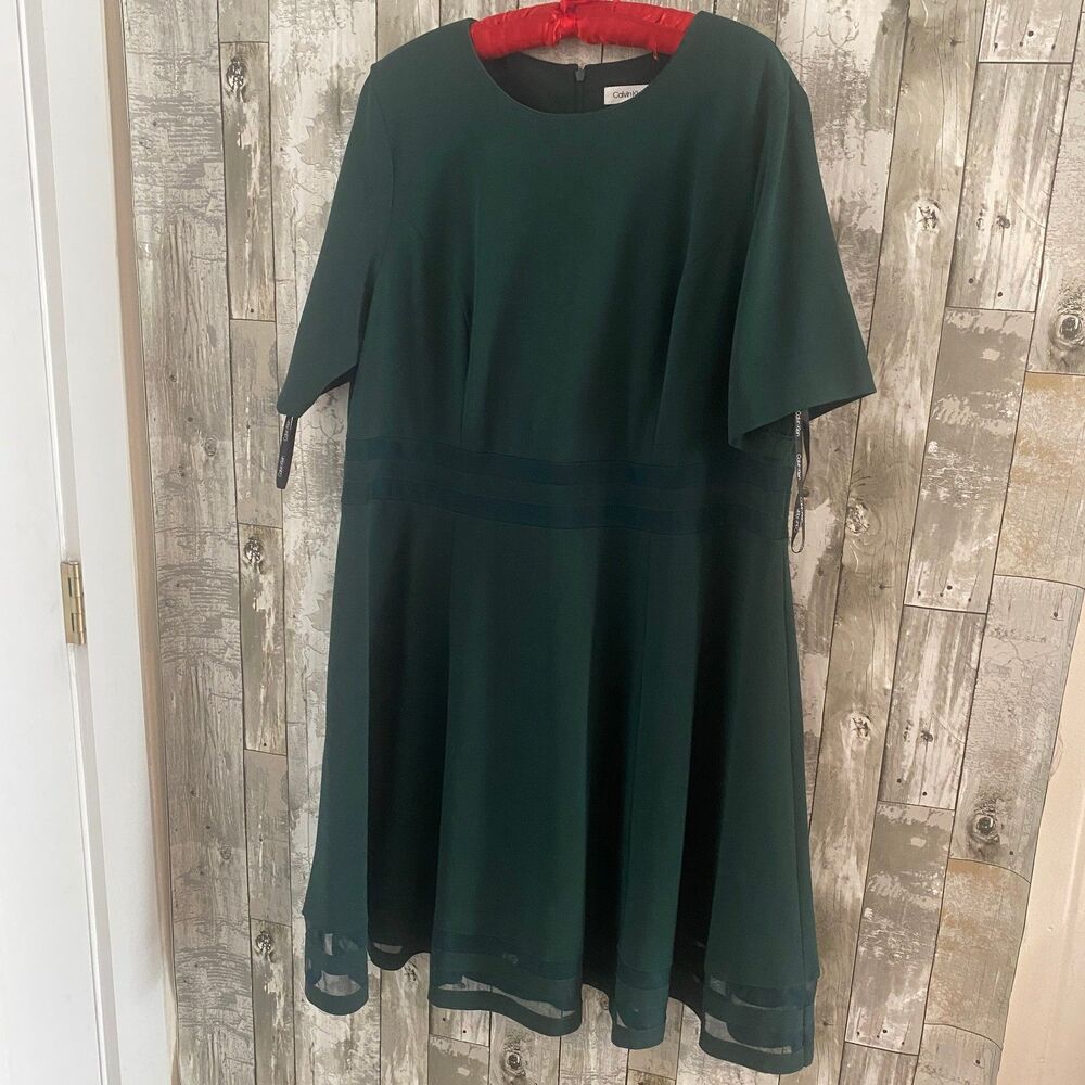 Calvin Klein green modest church dress 18W